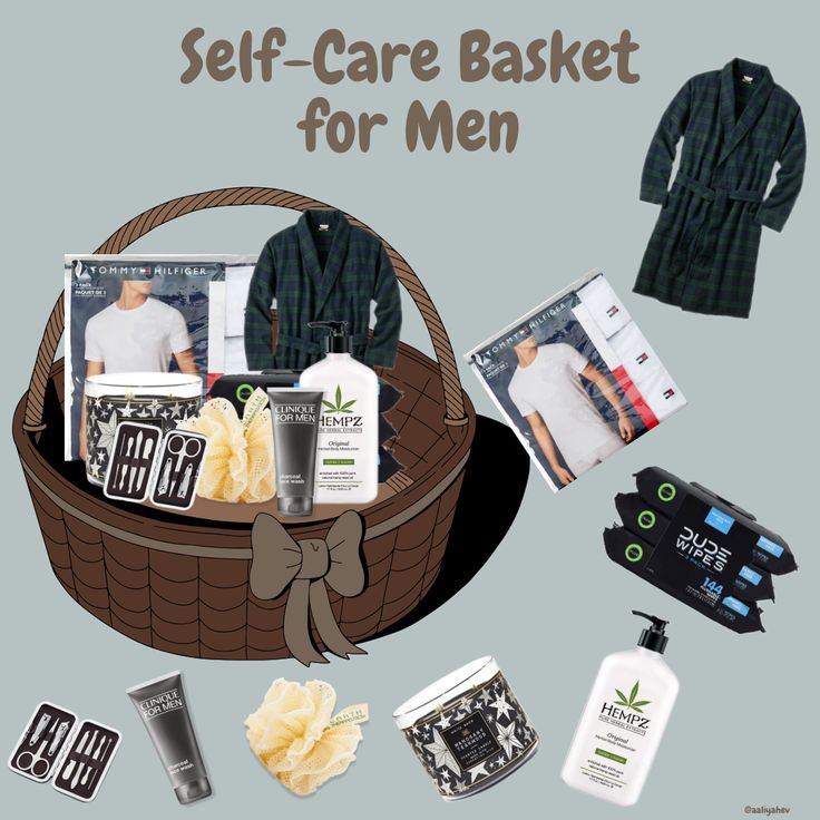 a man's gift basket with the words self - care basket for men