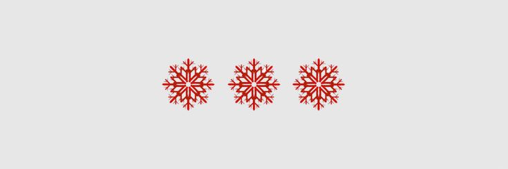 three red snowflakes in the middle of a gray background with text that reads, `