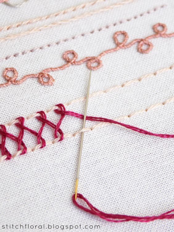 the stitches are being sewn together to make a cross - stitch pattern on fabric