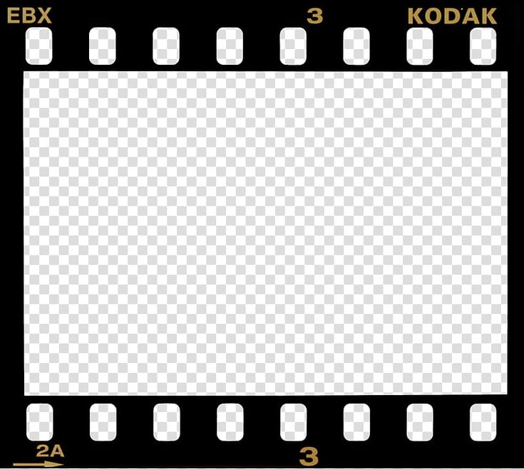 an empty film strip with the words kodak in gold and white letters on it