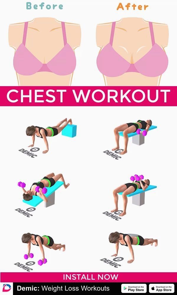 a woman doing chest workouts on a bench with the text, before and after