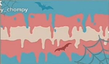 an image of a bat flying in the sky with pink and blue drips on it