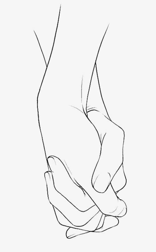 a line drawing of a person holding the hand of another person's arm and foot