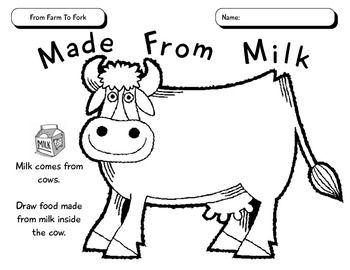 a cow with the words made from milk on it's face and an image of a