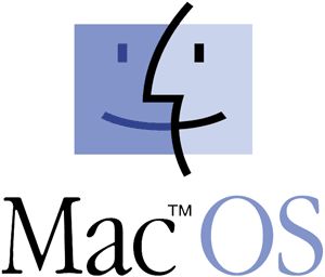 the mac os logo is shown in blue and black, with an image of a smiling face