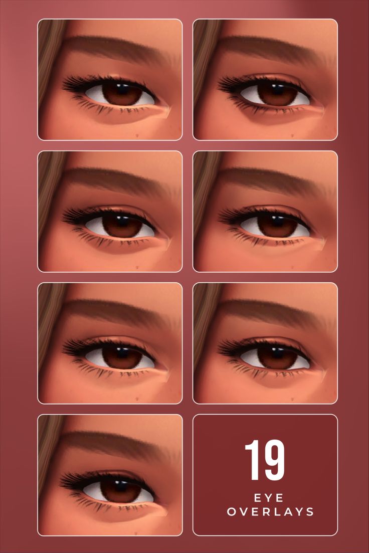 the eyes and eyebrows are shown in different positions, including one for each eye color