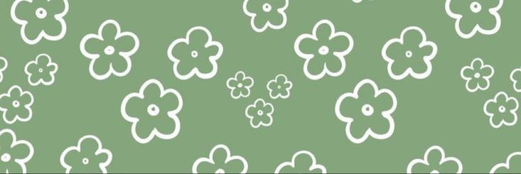 a green background with white flowers on it