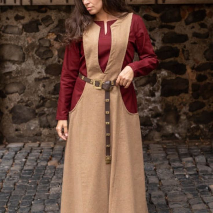 vkngjewelry Apparel & Accessories Surcot Ivrea Medieval Market, Ragnar Lothbrok, Deep Neckline, Cotton Wool, Herringbone Pattern, Botswana, Larp, Brunei, Paracord