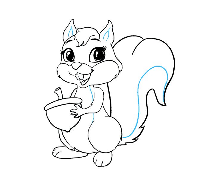 a cartoon squirrel holding a piece of paper in its paws and looking at the camera