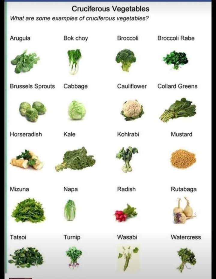 an image of some vegetables that are labeled in the words 5 cruciferous vegetables