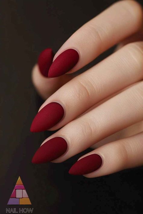 Matte Nails Different Colors, Mate Red Nails Design, Acrylic Nail Designs One Color, Matte Colored Nails, Nail Designs Red Color, Mate Red Nails, Matt Red Nails Design, Matt Nails Ideas, Nails Acrylic Color Ideas