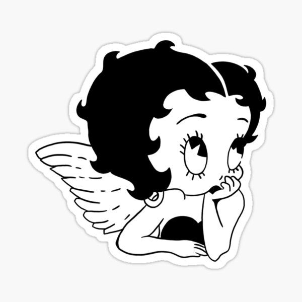 Pegatinas: Angel | Redbubble Betty Boop Stickers Printable, Cute Black Stickers Printable, Betty Boop Merch, Stickers To Print Black And White, Sticker Laptop Aesthetic, Betty Boop Stickers, Swag Stickers, Senior Patches, Redbubble Stickers Aesthetic