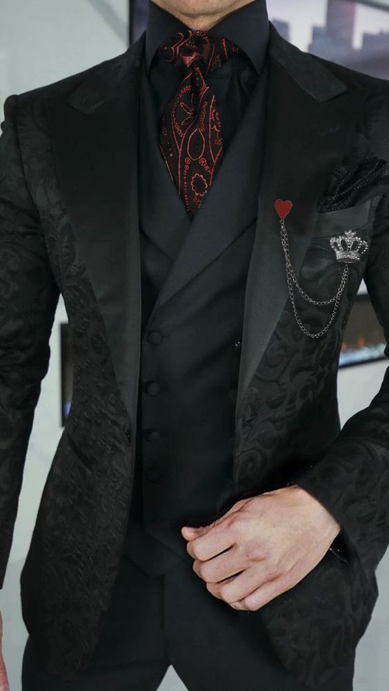 Man Fashion Suit, Boy Pencil Sketch, Gothic Fashion Men, Gothic Suit, Black And Red Suit, Best Suits, Fancy Suit, Classy Suits, Dress Suits For Men