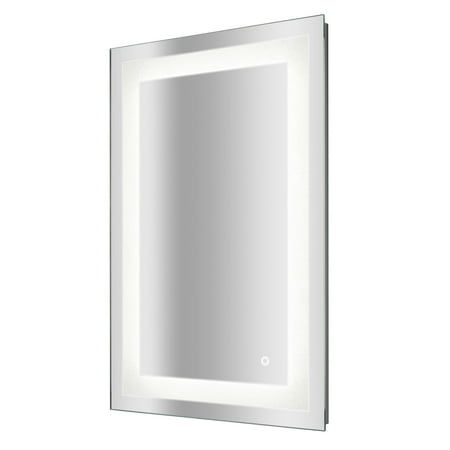 a bathroom mirror that is on the wall with light coming from it's side