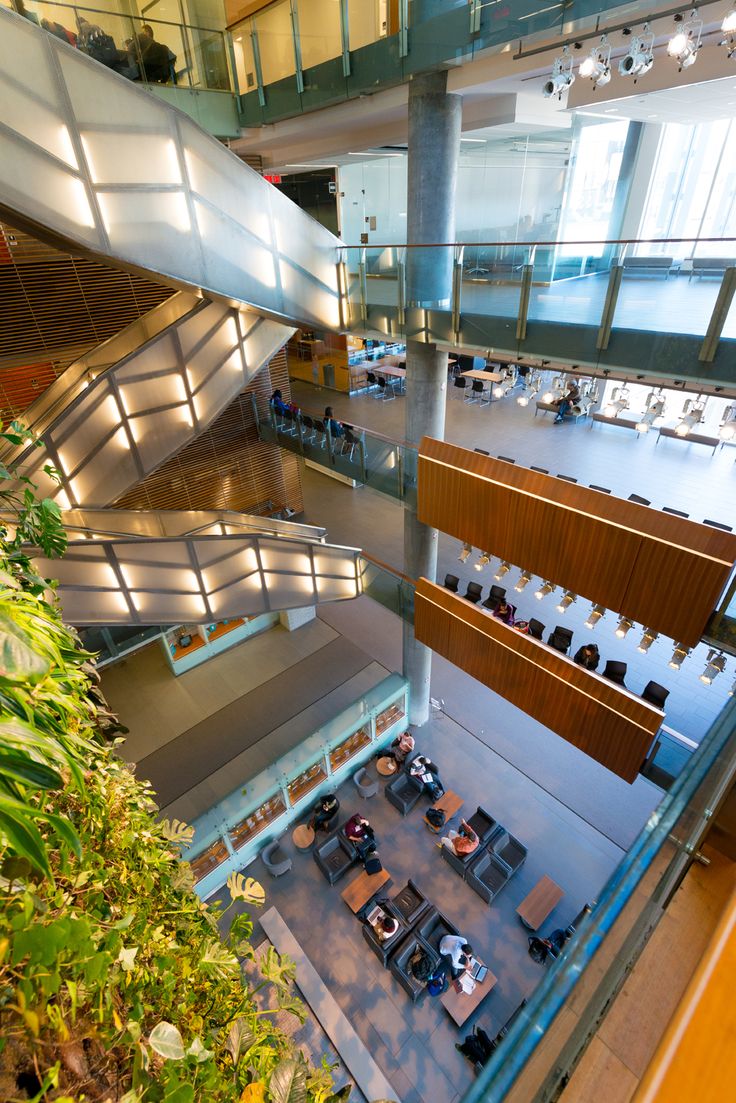 an overhead view of a building with lots of tables and chairs