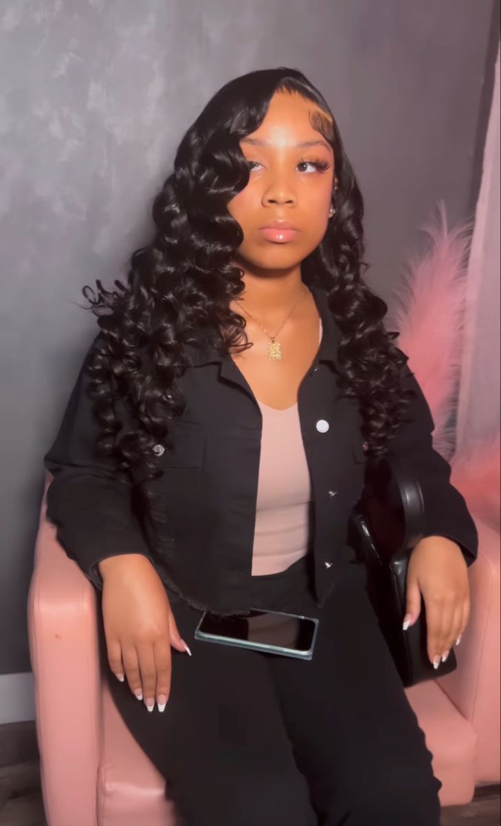 Cute Prom Hairstyles, Black Curls, Frontal Wig Hairstyles, Sew In Hairstyles, Curly Weave Hairstyles, Quick Weave Hairstyles, Pretty Braided Hairstyles, Girls Hairstyles Braids, Sew Ins