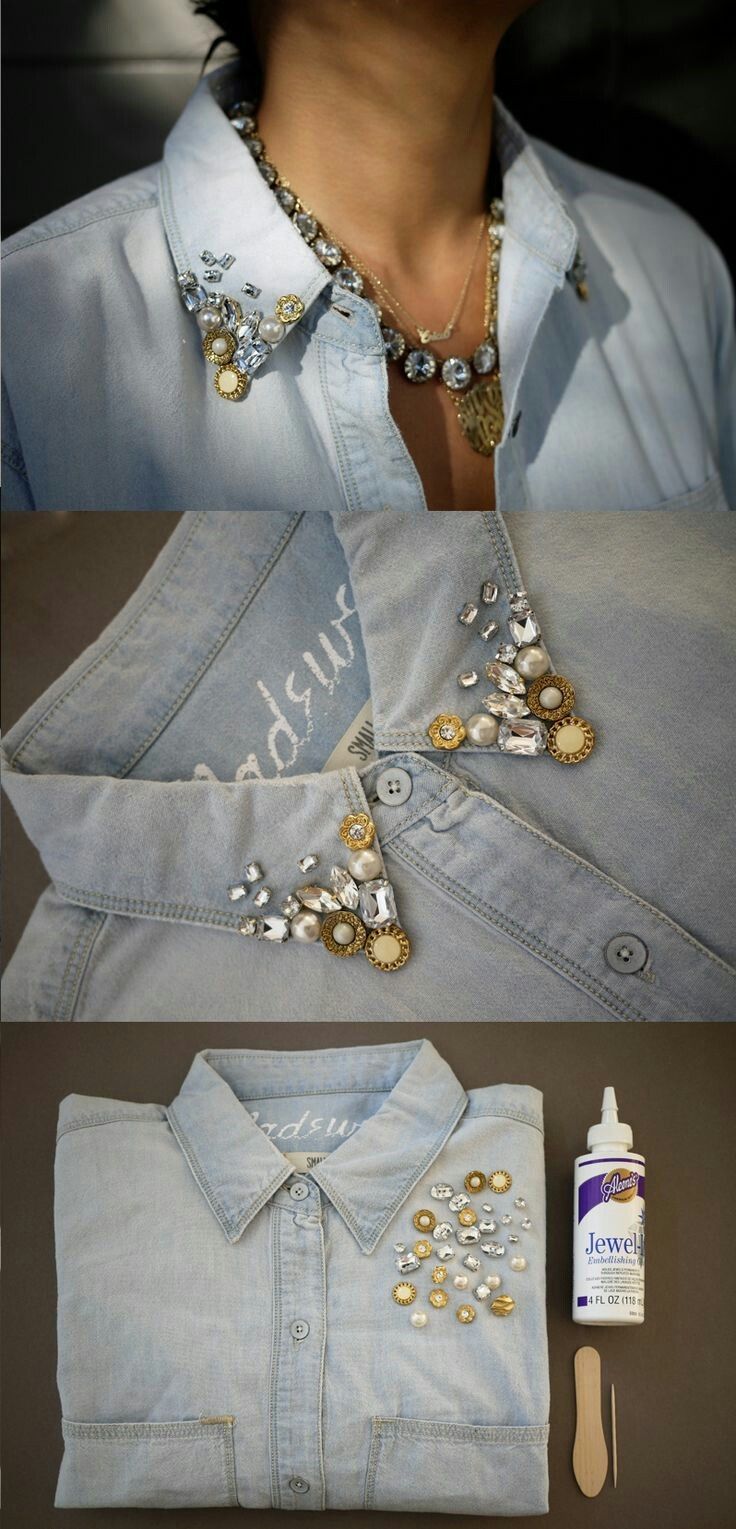 a woman's shirt is being made with buttons and beads