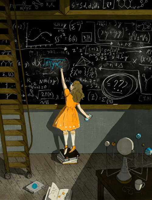 mathgirl Math Wallpaper, Science Girl, Science Art, Editorial Illustration, Disney Magic, Study Motivation, Science And Technology, Astronomy, Art Girl