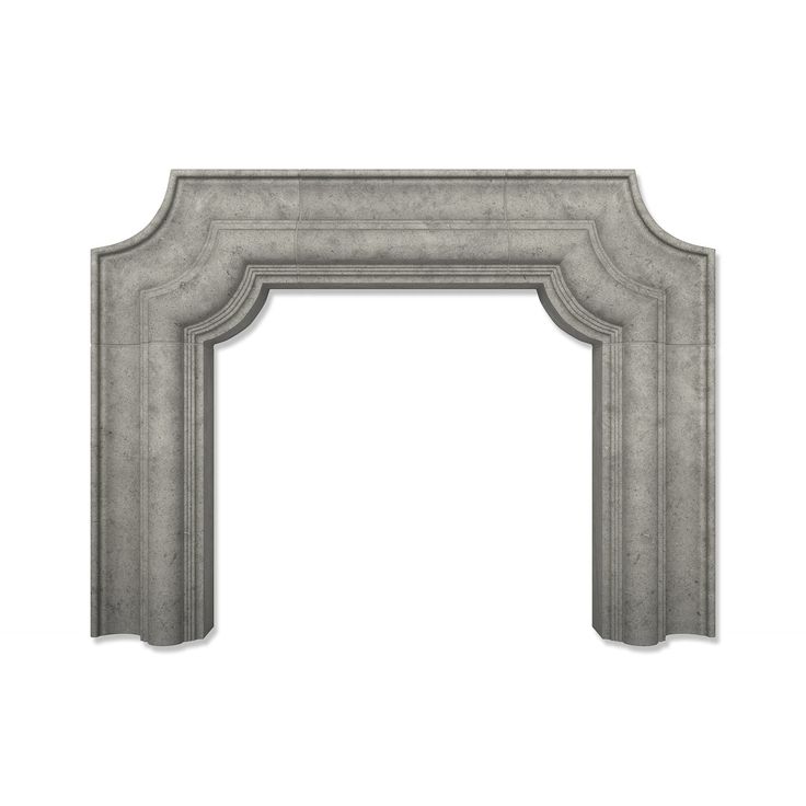 an architectural drawing of a fireplace surround in grey marble, with the top section cut out