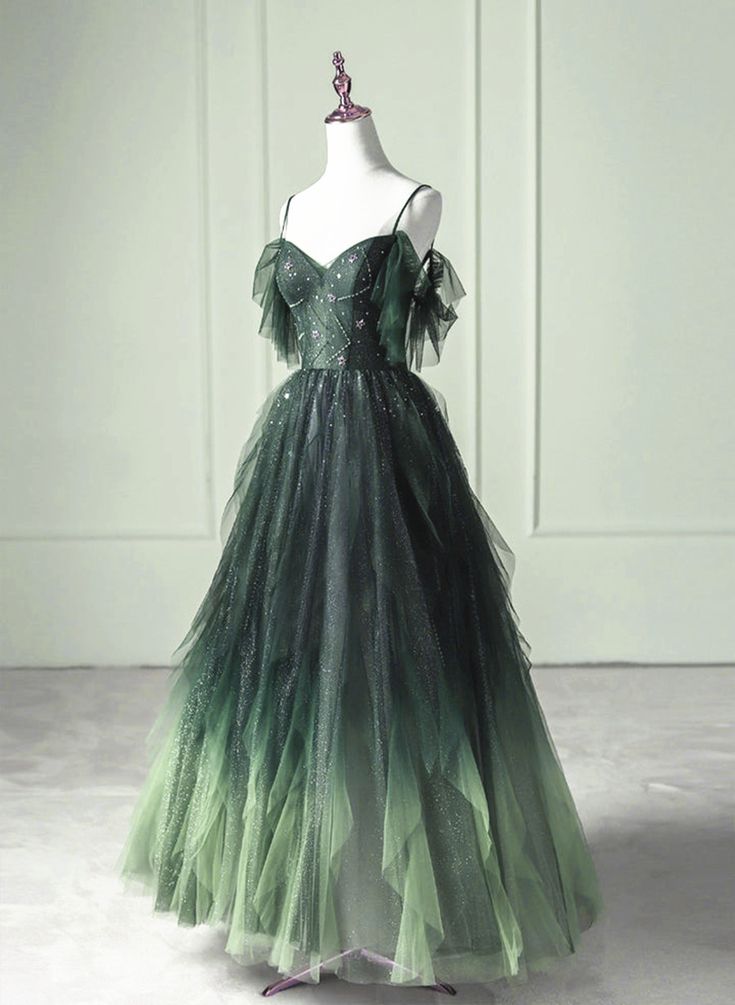 Product Style: #A5GF Material: Tulle Color: Green Built in Bra: Yes Hemline: Floor Length Back Detail: Lace-up Delivery times: Processing time:    2-3 weeks Shipping time:       3-5 working days Rush order service is available, if you need rush order, please visit: Rush Order ，rush order fee is $20. Custom Size: For custom size, please give us the correct measurements in the order notes when you check out, and please have a look our measuring guide at first. There is no extra payment for custom Formal Dress Green, Prom Dress Green, Green Formal Dresses, Long Formal Dress, Green Gradient, Color Rush, Prom Dress Inspiration, Pretty Prom Dresses, Fairytale Dress