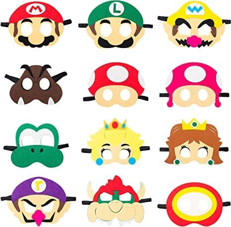 a group of paper mario bros masks