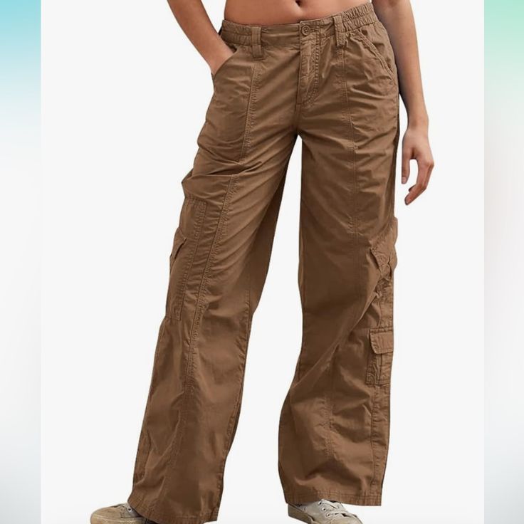 Womens Baggy Pants Cargo Pants Low Waist Jeans Y2k Parachute Pants 90s Aesthetic Clothes Wide Leg Trousers Gothic Utility Track Pants Brown. Never Worn. Lighter Brown Thin Material. Y2k Relaxed Fit Cargo Bottoms, 90s Summer Cargo Style Bottoms, 90s Summer Cargo Bottoms, 90s Cargo Style Bottoms For Fall, 90s Style Cargo Pants With Straight Leg, Y2k Style Straight Leg Parachute Pants For Summer, Y2k Wide-leg Pants With Pockets, 90s Style Full-length Parachute Pants With Pockets, 90s Full-length Parachute Pants With Pockets