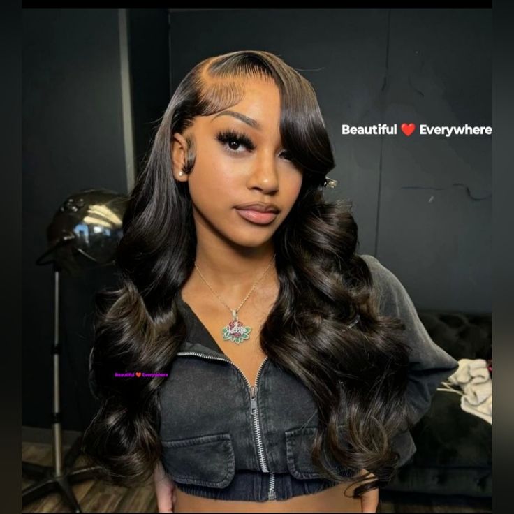 **Big End Of Summer Sale * This Wig Is Very Soft , Like Cotton . Very Natural Looking **Full Frontal *" 12a Grade Hair %100 Unprocessed Virgin Brazillan Bodywave ,Human Hair Frontal Lace Wig.This Beauty Was Designed With Top Grade Hair.. Full Density (180%) Full Frontal Free Parting (13x4) 24 Inches Dena Is Gorgeous & Silky, Sleek & Smooth,Very Soft ,Pre Plucked With A Natural Hairline. .With A Full Frontal ,You Have More Room To Make Your Favor Hair You Can Make A Middle Or Side Part Half Up, Ponytail. There Are So Many Different Ways,You Can Style This Beauty. No Shedding Or Tangles Or Matting Up , Healthy Hair. Easy To Maintain./Made With V Prom Hairstyles Lace Front Wigs, Black Wig Prom Hairstyles, Bday Wig Hairstyles, Pretty Prom Hairstyles For Long Hair, Side Part Cute Hairstyles, Ways To Style Body Wave Wig, Graduation Hair Ideas Black Women, Side Party Body Wave Wig, Lace Front Side Part Curls