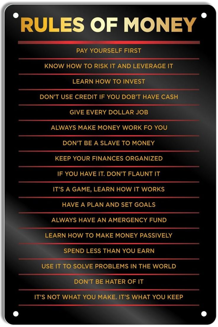 rules of money sign with red and black background