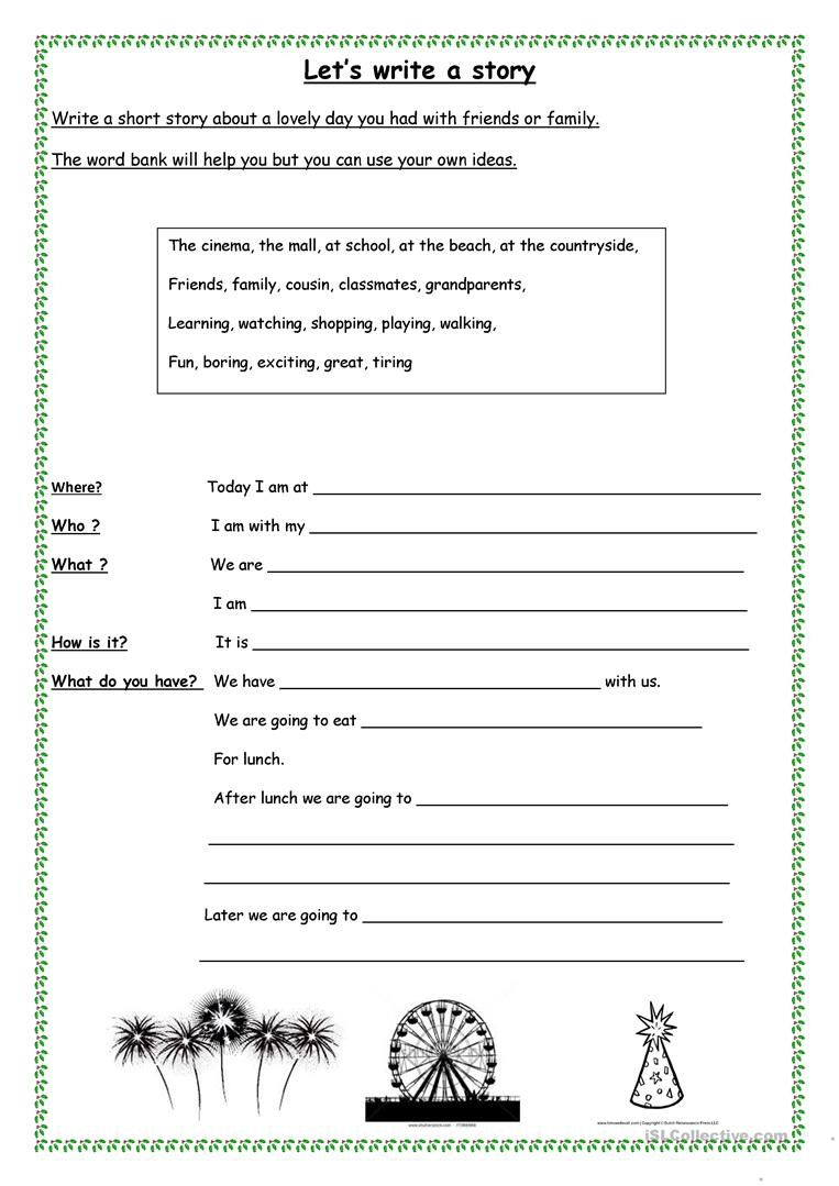 lets write a short story english esl worksheets