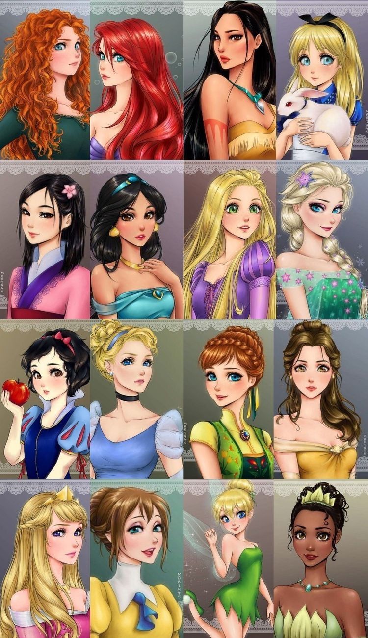 Anime Disney princesses... Disney drawings, Cute disney