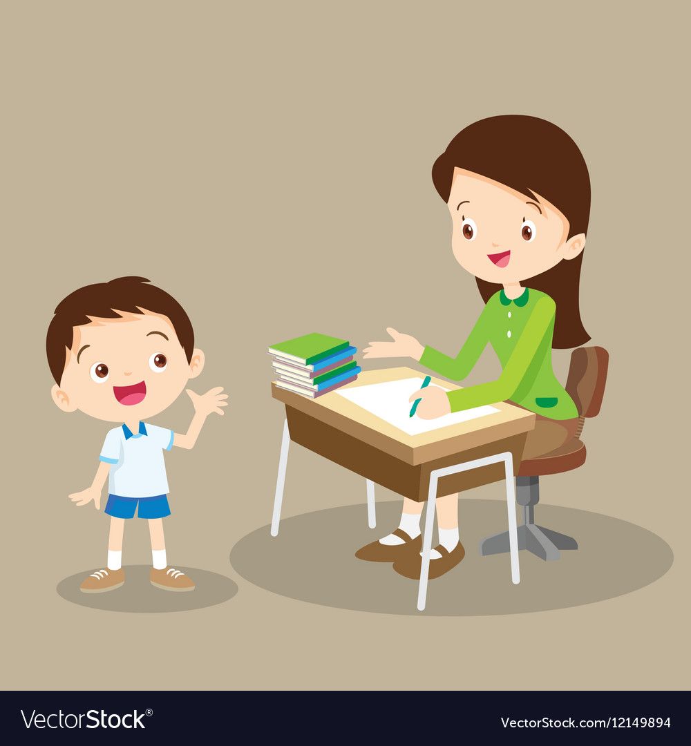 Child Talking To Teacher Clipart