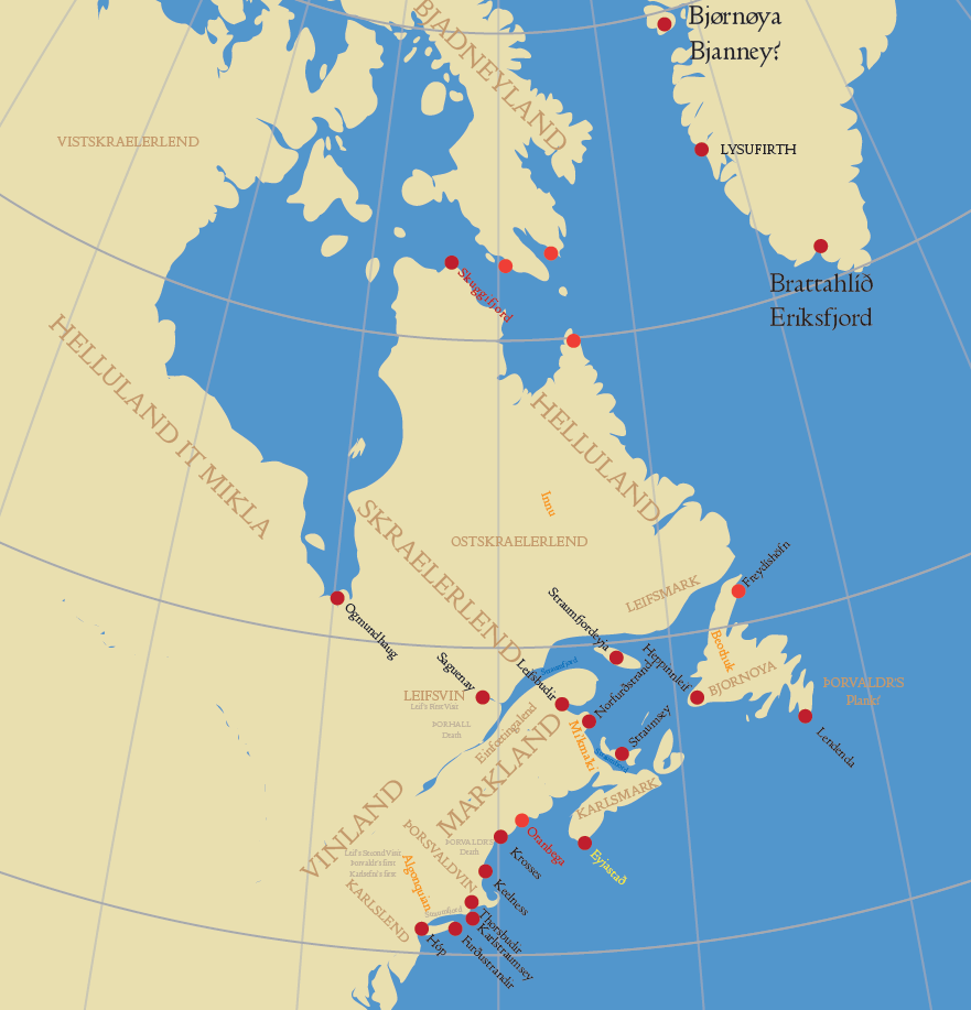 Early Sketch of a Vinland Map I'm making. Thoughts on locations I've ...