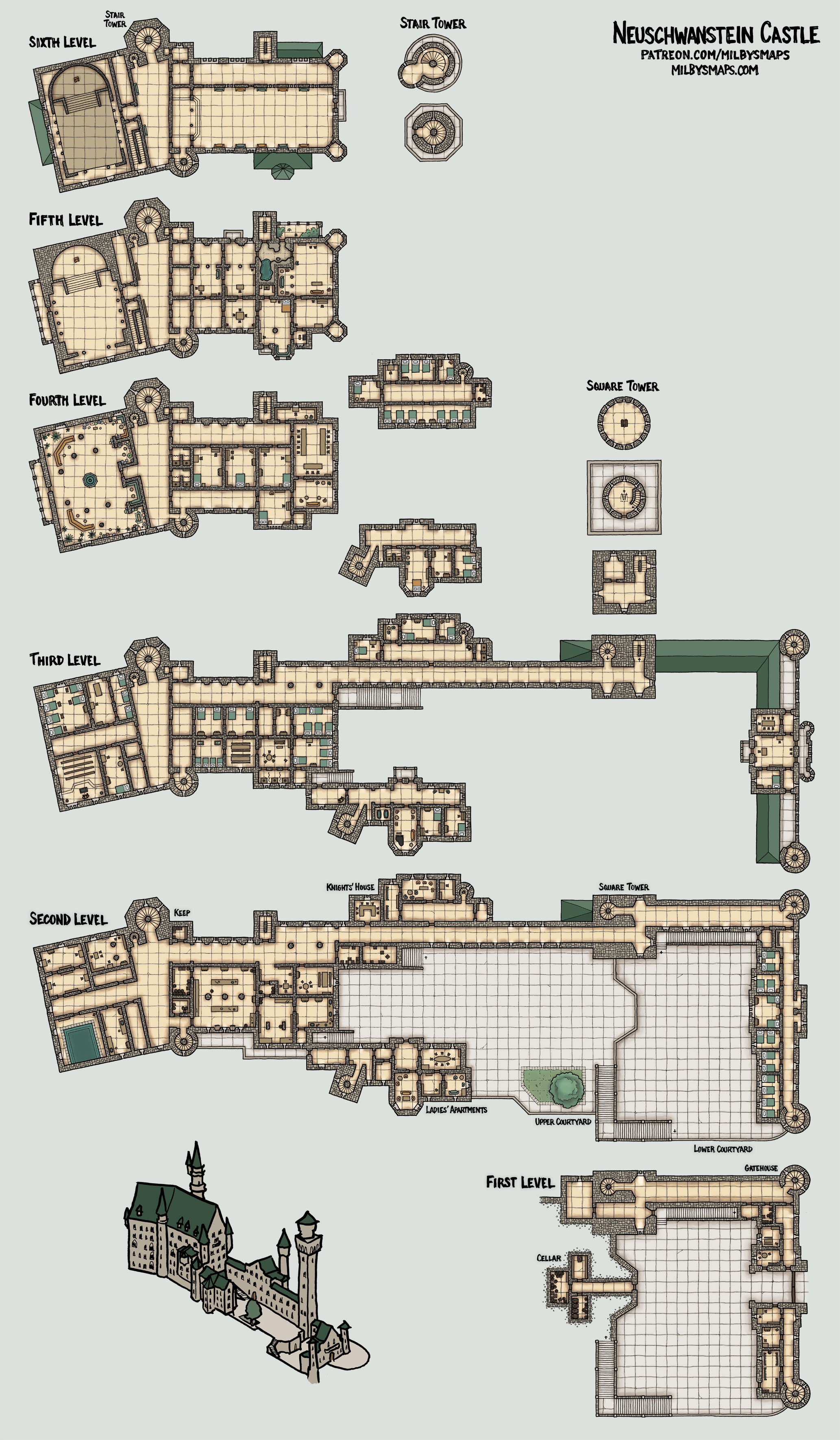 I Made A Map Of Neuschwanstein In Bavaria The Most Famous