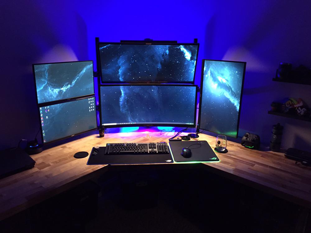 Made The Corner Desk For Trading Setup And Silent Gaming Pc :  R/Battlestations