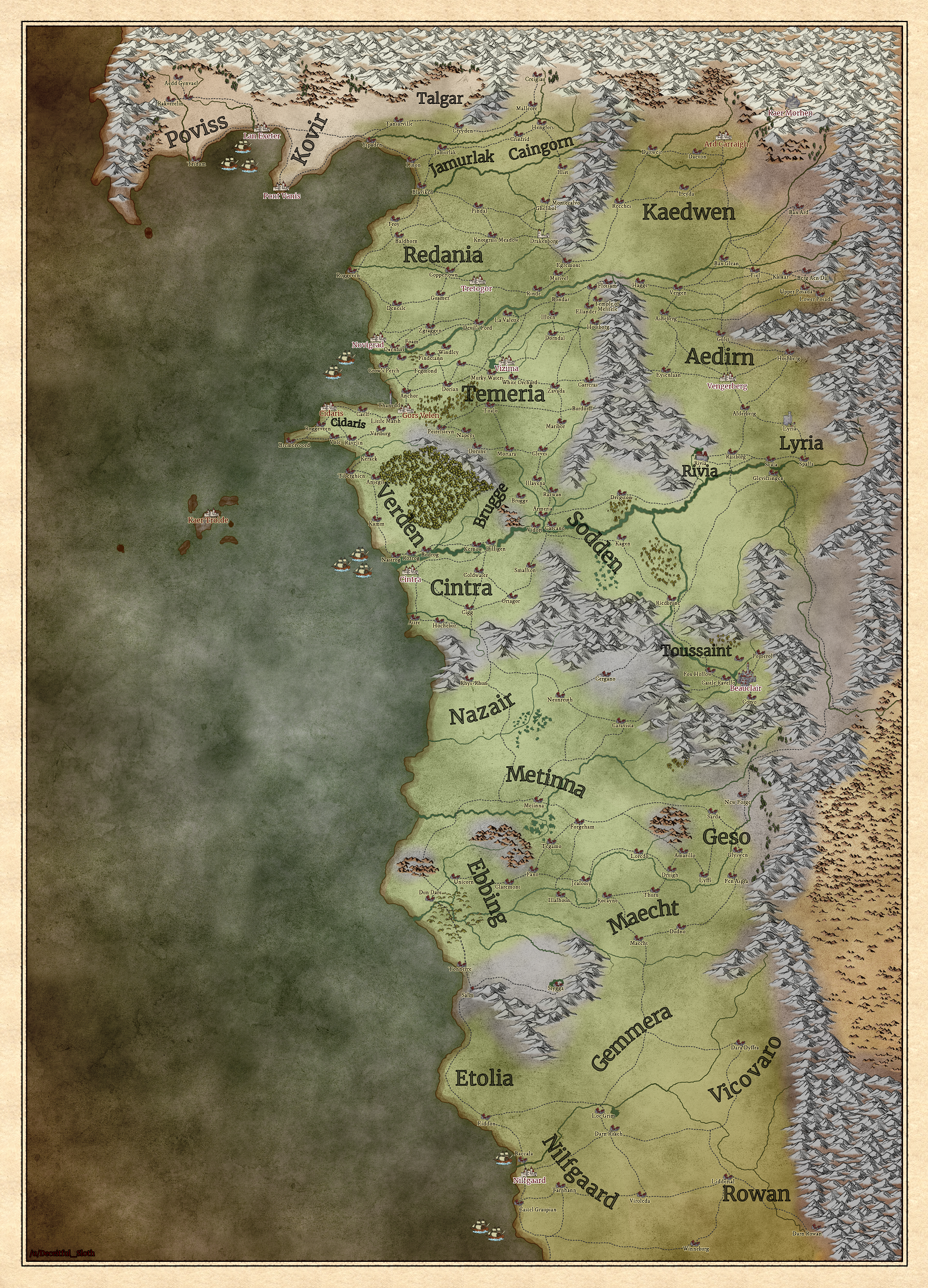 The Witcher 2 World Map - United States Map