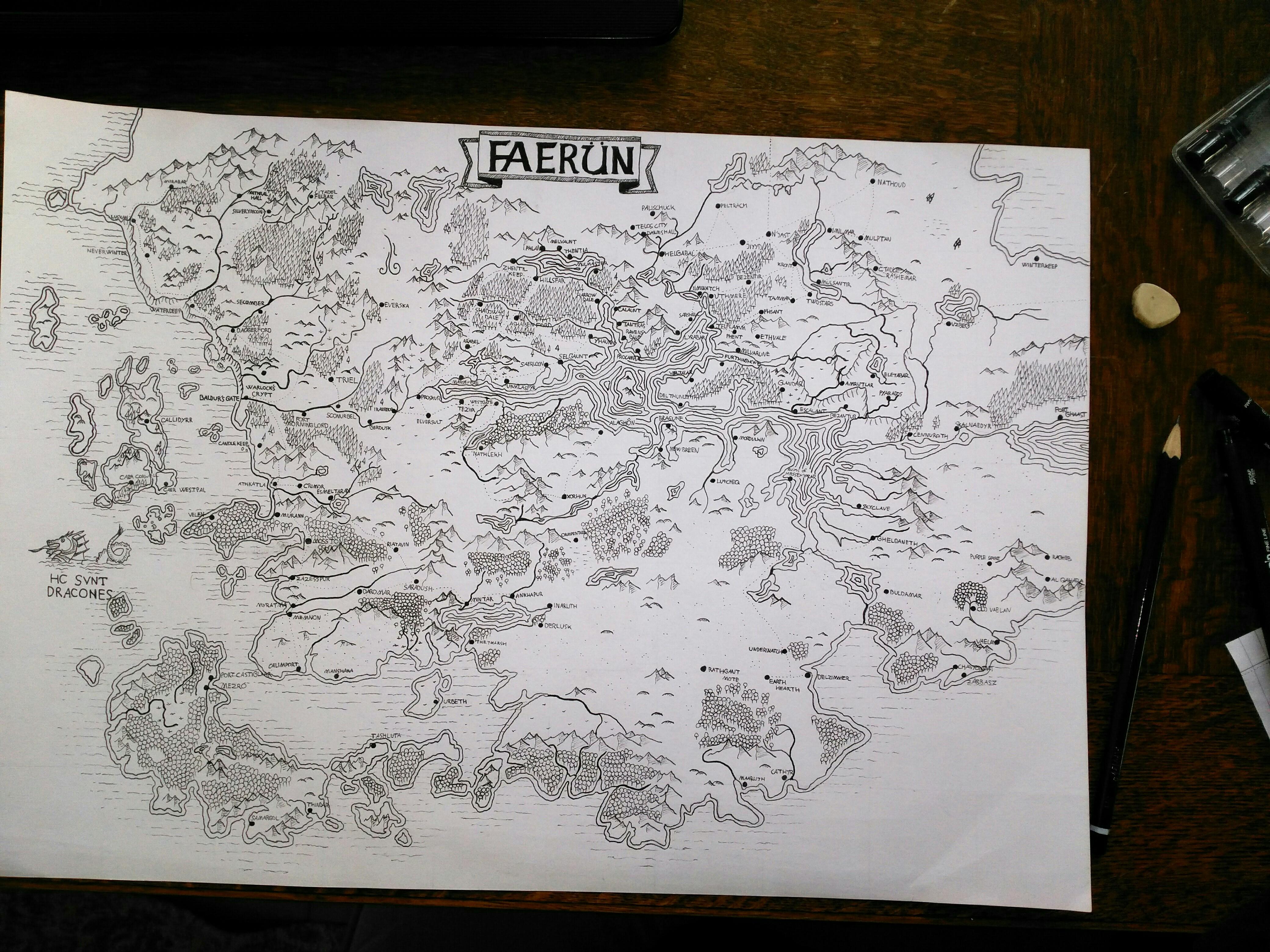 Oc Just Finished My Full Hand Drawn Map Of Fearun Dnd