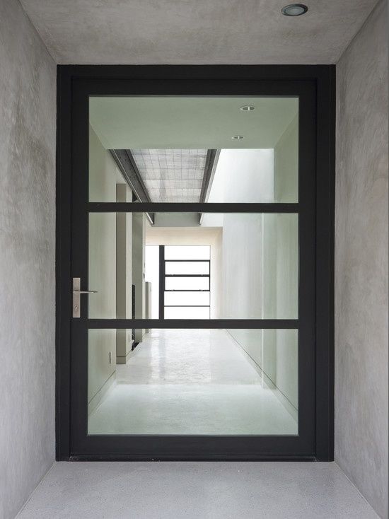 Framed glass front door.