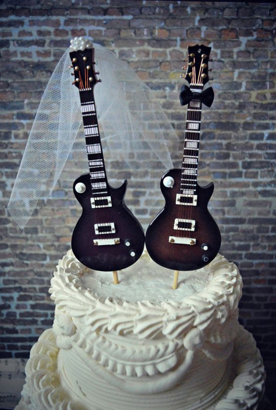 Electric guitars cake toppers.