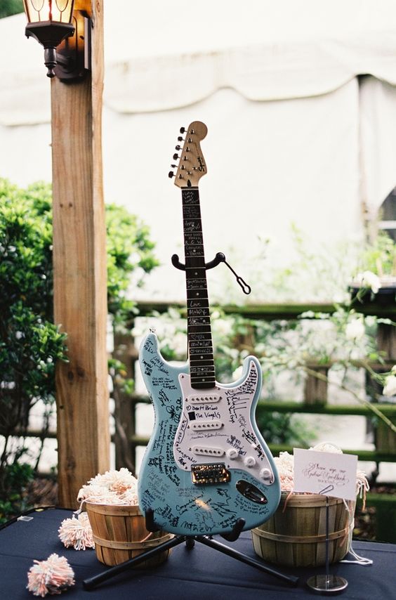 Electric guitar guest book.