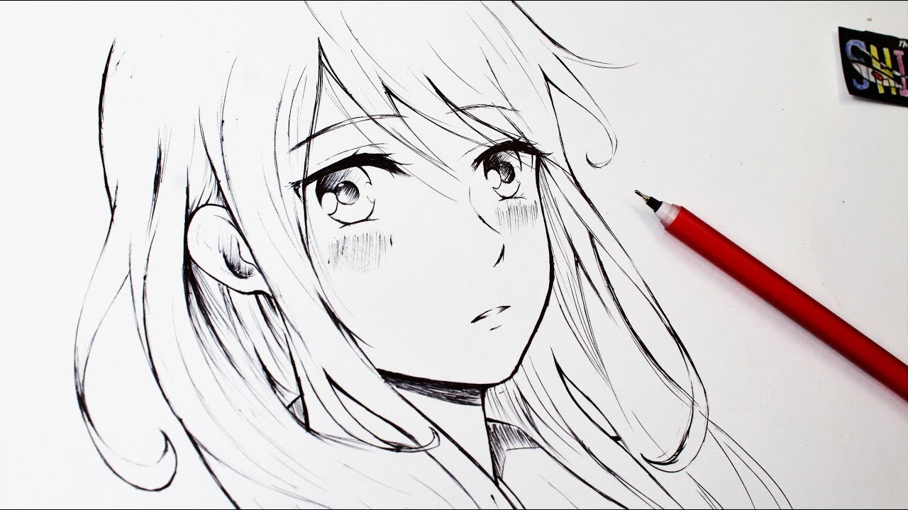 ᴴᴰ Sketching Manga With blue Colored pen  Artwork  No Erasing  YouTube