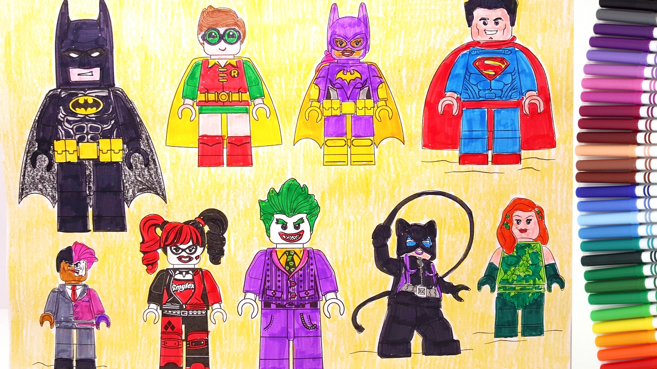 THE LEGO BATMAN MOVIE Batman Robin Superman Batgirl Harley Quinn Joker |  Coloring Pages - YouTube