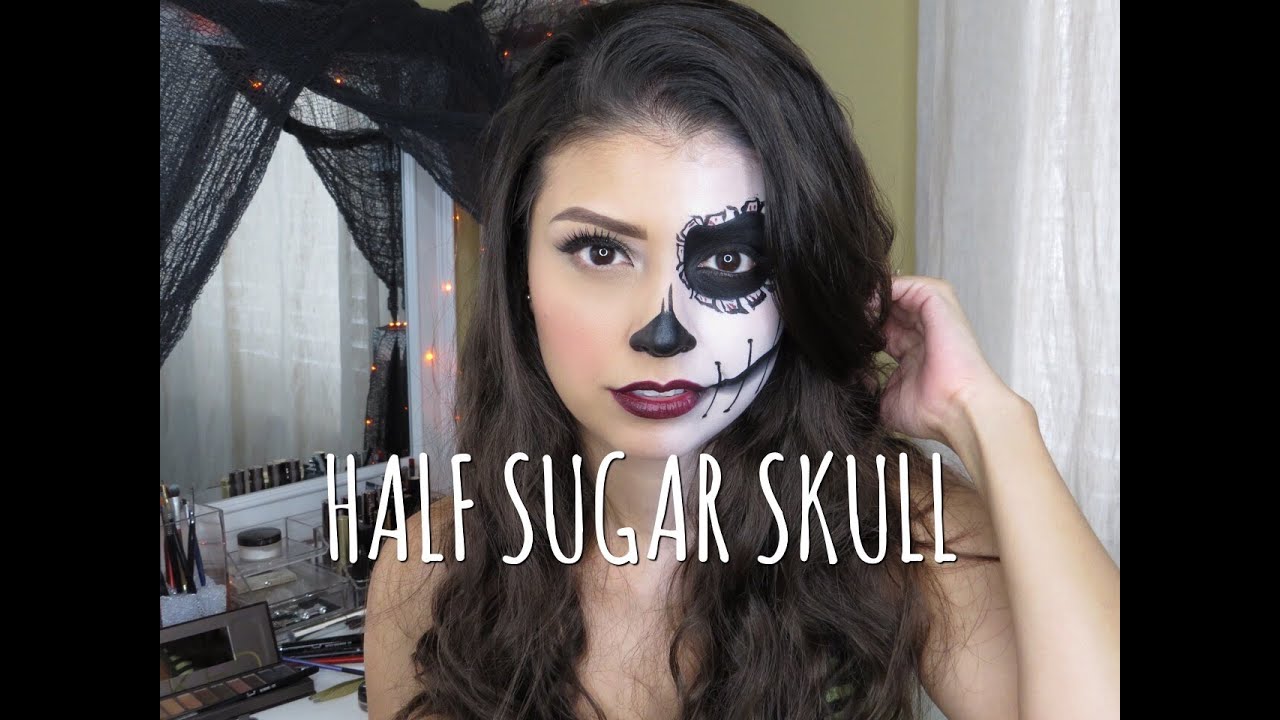 Easy Half Sugar Skull Makeup Tutorial YouTube