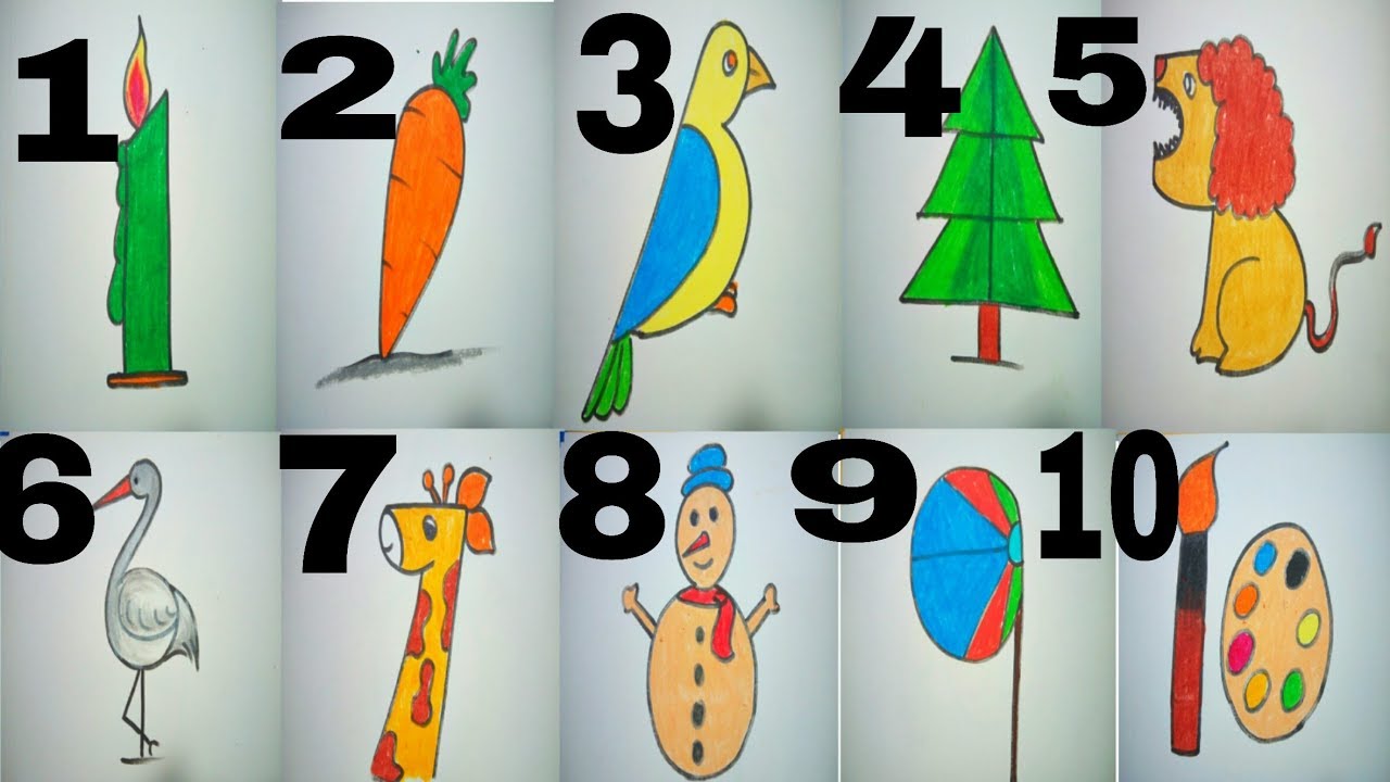 Easy Drawing For Kids With Numbers Easy Drawings Dibujos Faciles ...