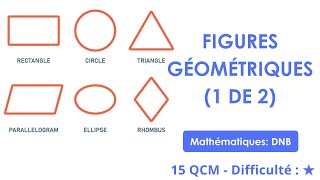 Figures géométriques (1 de 2) - Mathématiques: DNB - 15 QCM - Difficulté : ★