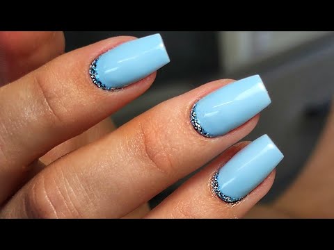 REVERSE GLITTER FRENCH TIP ACRYLIC NAIL WITH GEL| NAILS TUTORIAL FOR BEGINNERS