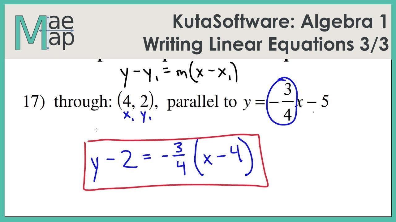 KutaSoftware: Algebra 25- Writing Linear Equations Part 25 Regarding Writing Linear Equations Worksheet