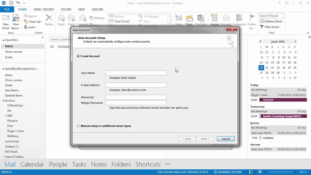 Cómo configurar Outlook con una cuenta de Office365 - YouTube