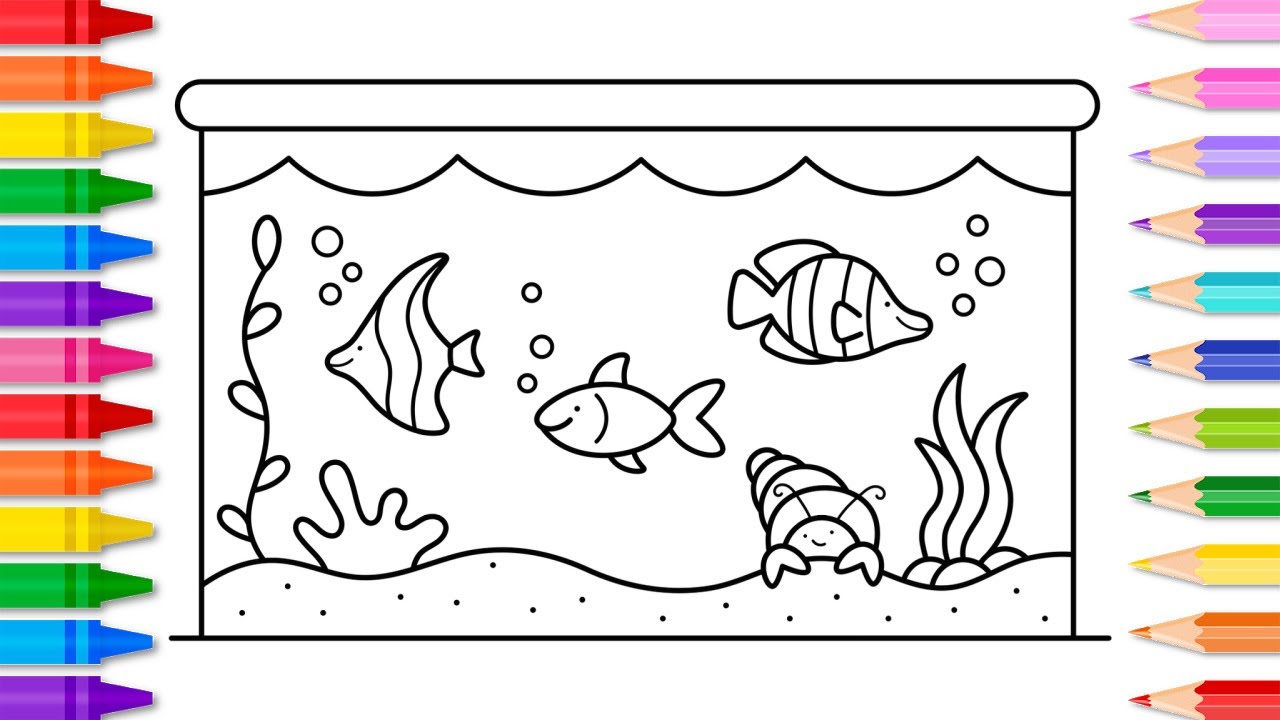 How to Draw a Fish Tank Aquarium Easy Step by Step ð ð¦ðð¦Fish Tank