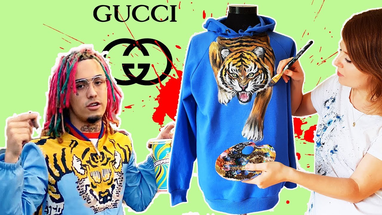 Challenging Gucci Tiger Jacket - painting on clothes - YouTube