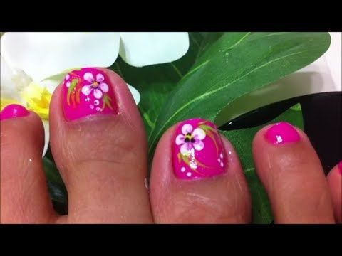 how to design flower on toe nails